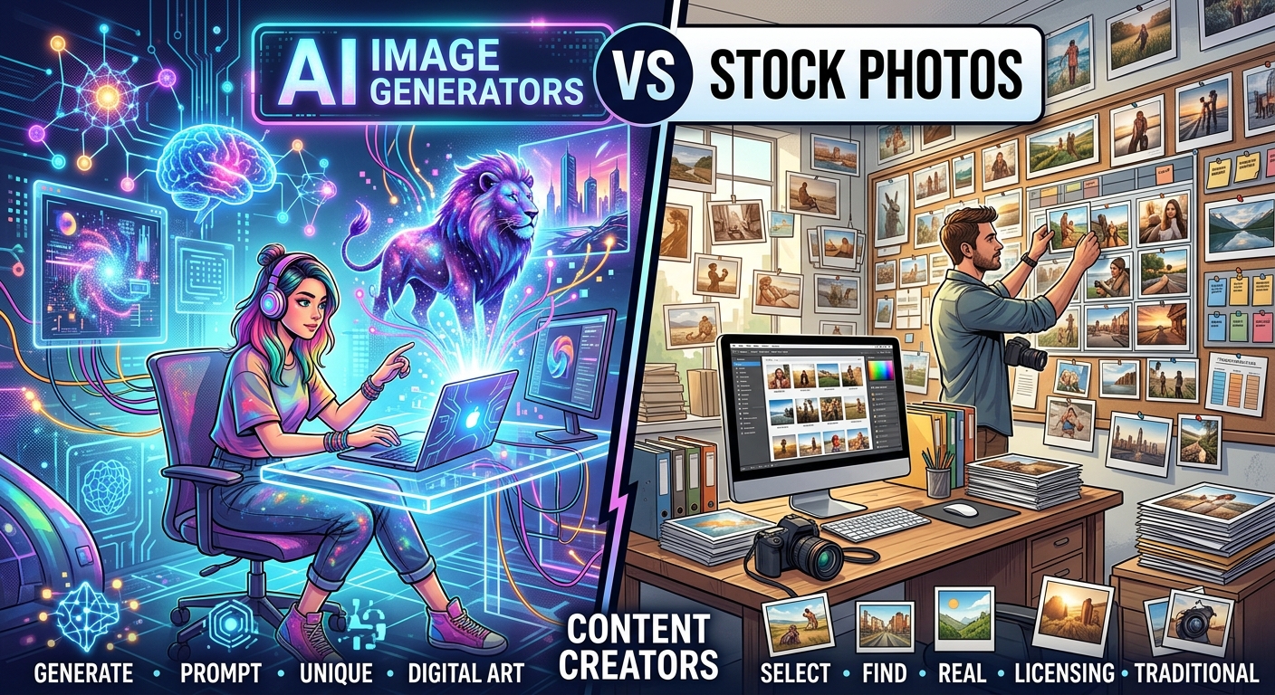 AI Image Generators vs Stock Photos — What Content Creators Need to Know