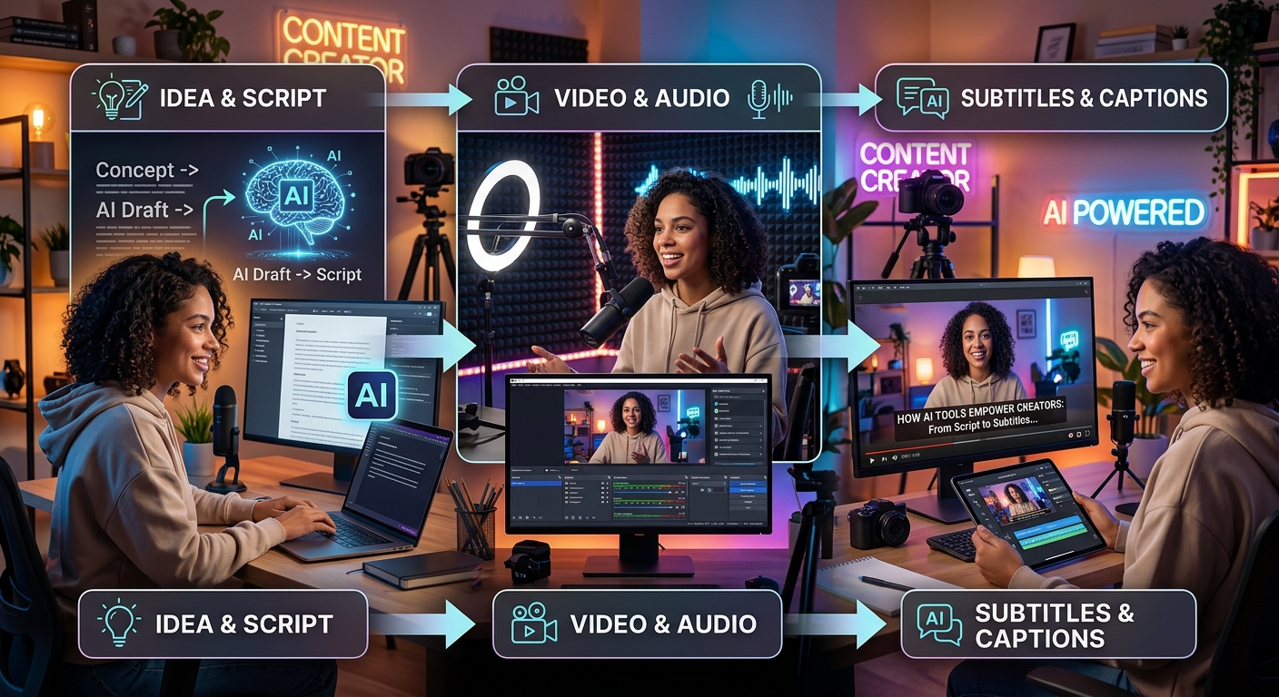 How Content Creators Use Free AI Tools From Script to Subtitles