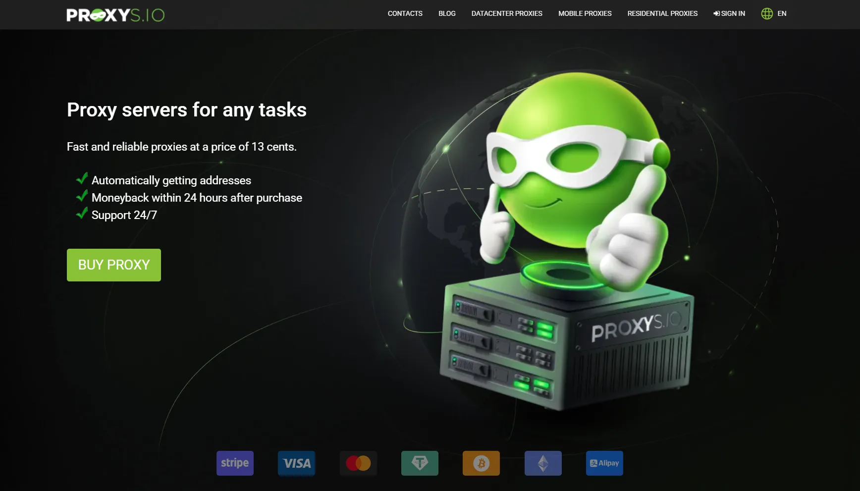 Proxys.io proxy service homepage