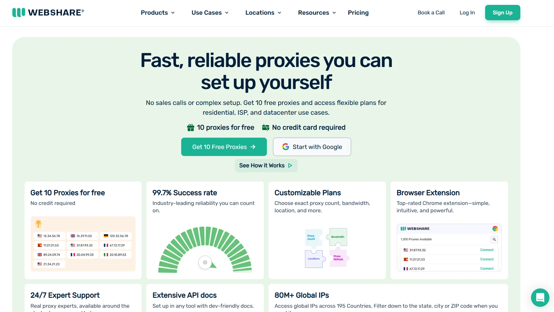 Webshare proxy service homepage