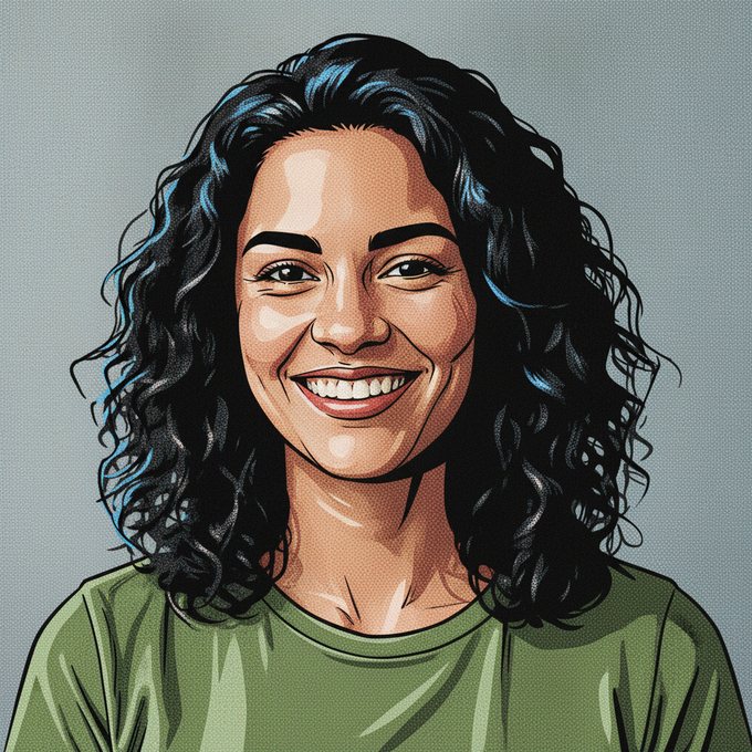 Example of the comic style: bold inked outlines and hard contrast